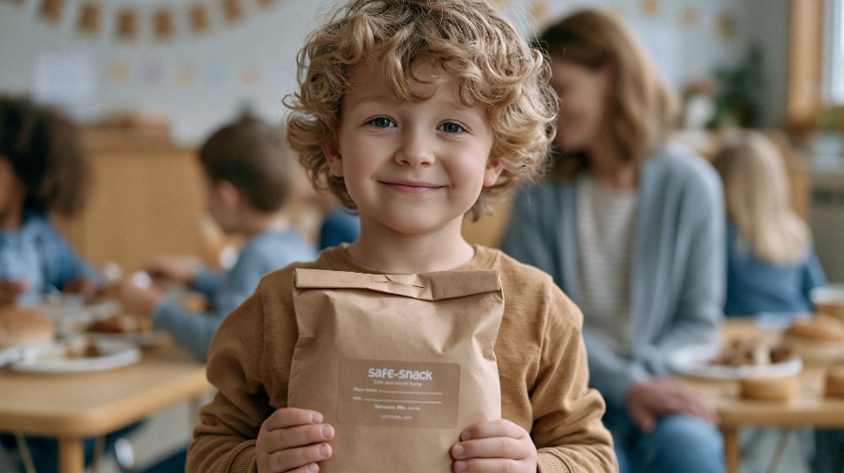 Child holding a lunch bag