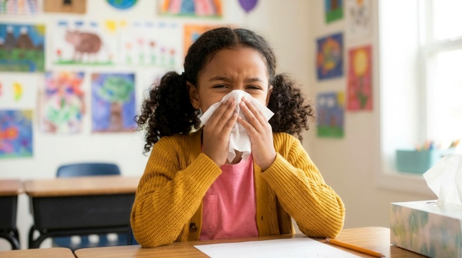 Child blowing their nose
